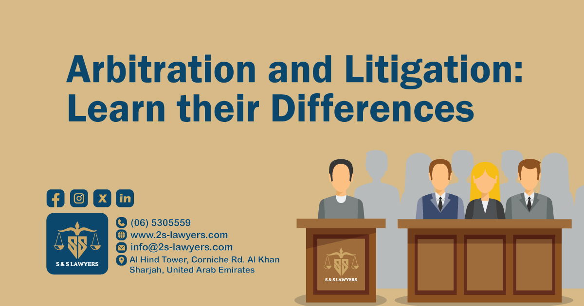 محامي الشارقة,المكاتب القانونية,شركة محاماة,المحامون,مكتب الشارقة القانوني,شركة محاماة في دولة الإمارات العربية المتحدة,مكتب قانوني في دولة الإمارات العربية المتحدة,الاستشارة القانونية,استشارة قانونية مجانية,المحامي الجنائي,مستشارين قانونيين,خدمات قانونية,خدمات قانونية,محامون عقاريون,محامي احوال شخصية,محامو العمل,محامون مدنيون,المحامين الجنائيين,محامو الملكية الفكرية, legal services,sharjah law firm,criminal and corporate law firm,lawyers in sharjah,uae best leading law firm,legal counsel,legal consultation,sharjah lawyers,litigation and arbitration,personal status lawyer,civil lawyers,labor lawyers,free legal consultation,real estate lawyers,civil lawyers,divorce and custody lawyers,uae legal office - arbitration and litigation: learn their differences blog by S & S Lawyers is a leading law firm consisting of experienced lawyers and advocates in Sharjah that provides high quality legal services to groups and individuals to help them with legal matters, including arbitration, civil, criminal law and crimes, real estate, personal status, and as well free legal consultation.